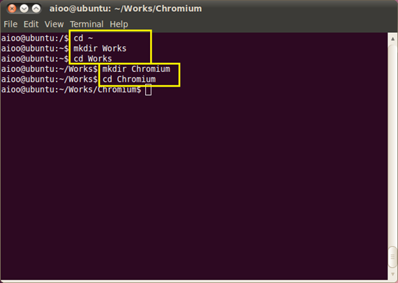 depot_tools를 받아 올 디렉터리를 생성하는 모습