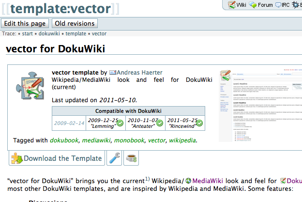 vector 템플릿 소개 페이지